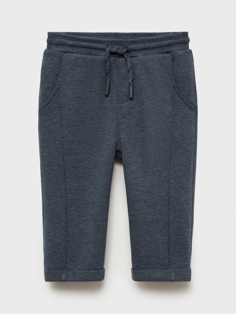 Product image 1 of 4, which shows Mango Kids' Teia Cotton Blend Joggers, Medium Blue, 9-12 months