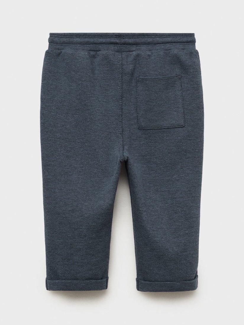 Product image 2 of 4, which shows Mango Kids' Teia Cotton Blend Joggers, Medium Blue, 9-12 months
