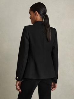 Reiss Tally Wool Blend Double Breasted Blazer - view 2, Black