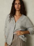 Reiss Robyn Brushed Knit Cardigan, Grey