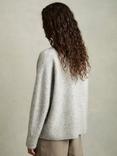 Reiss Robyn Brushed Knit Cardigan, Grey