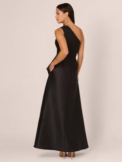 Adrianna Papell Asymmetric Mikado Dress, Black - view 2, Black