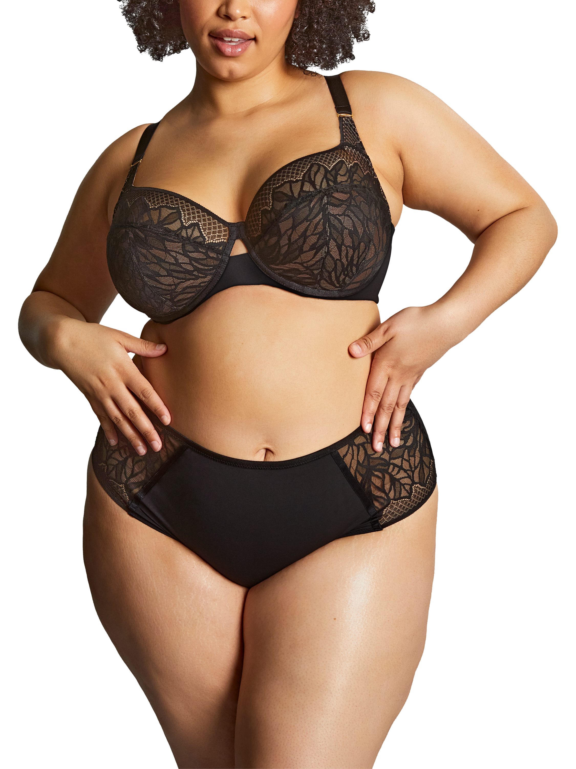 Product image 3 of 5, which shows Sculptresse Sophia Floral Lace Full Cup Bra, Black, 34DD