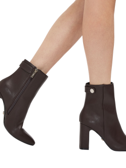 Carvela Jackpot Block Heel Ankle Boots, Brown Dark - view 2, Brown Dark