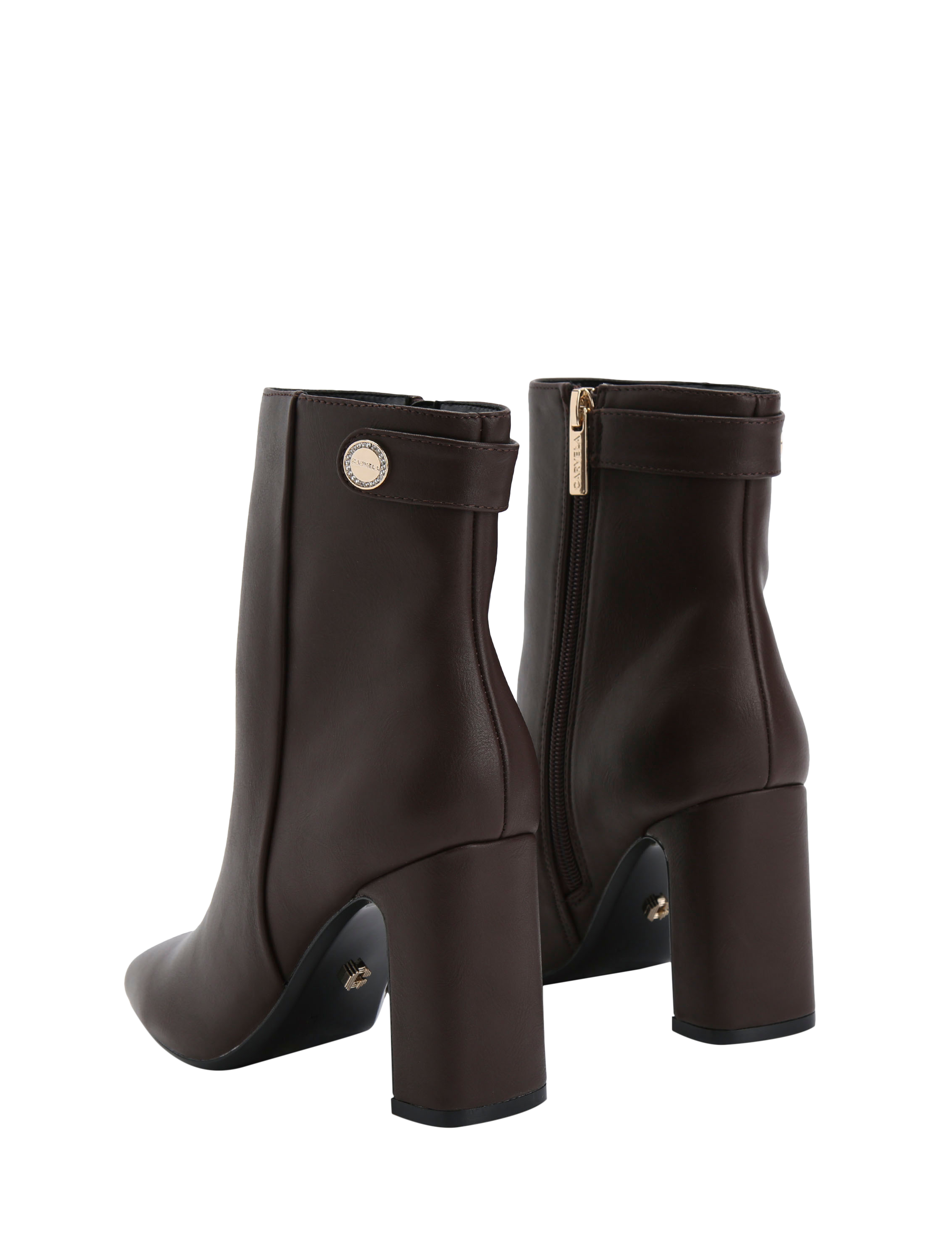 Product image 4 of 5, which shows Carvela Jackpot Block Heel Ankle Boots, Brown Dark, 3