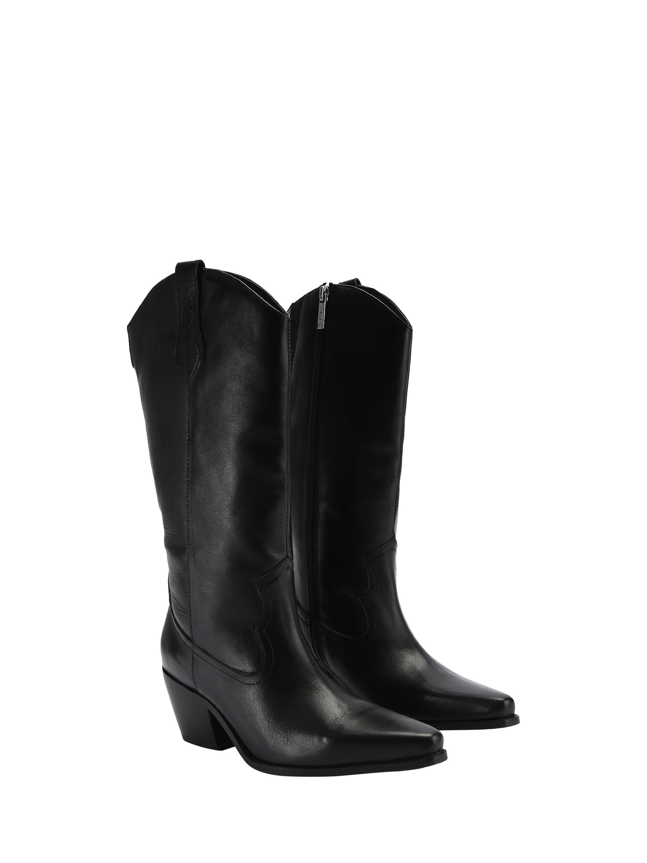 Product image 2 of 4, which shows Carvela Maven Leather High Leg Western Boots, Black, 3