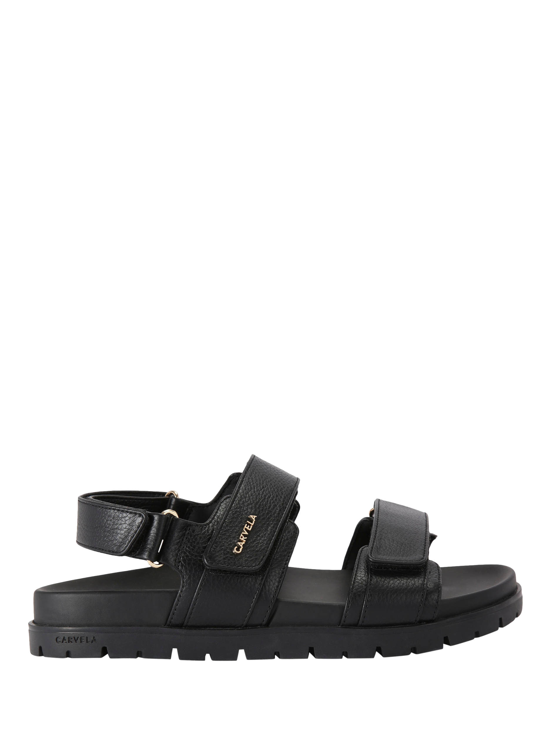 Product image 1 of 5, which shows Carvela Fame Leather Footbed Sandals, Black, 3