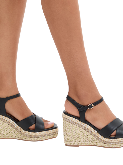 Carvela Fascino Embellished Wedge Heel Sandals - view 2, Black