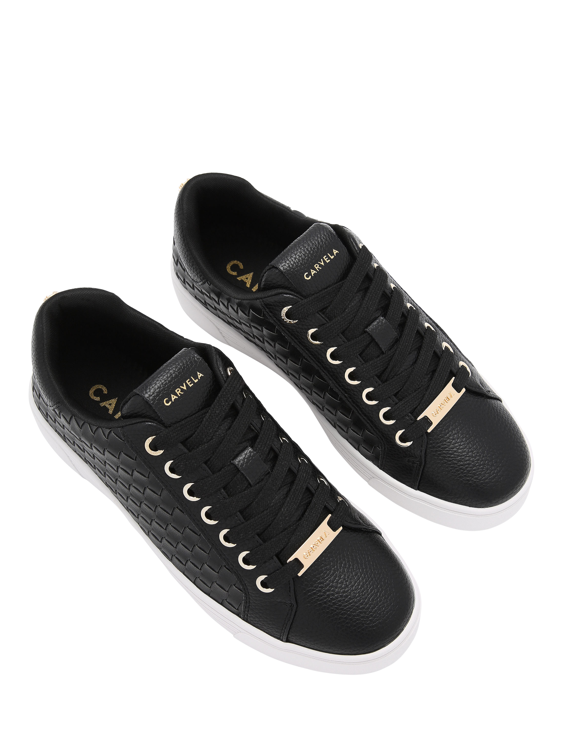 Product image 3 of 5, which shows Carvela Daze Weave Trainers, Black, 3