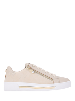 Carvela Diamond Zip Lace Up Trainers, Beige, Beige