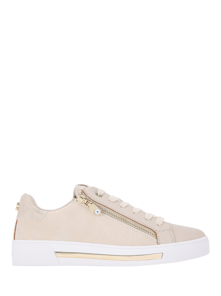 Carvela Diamond Zip Lace Up Trainers, Beige, Beige
