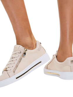 Carvela Diamond Zip Lace Up Trainers, Beige - view 2, Beige