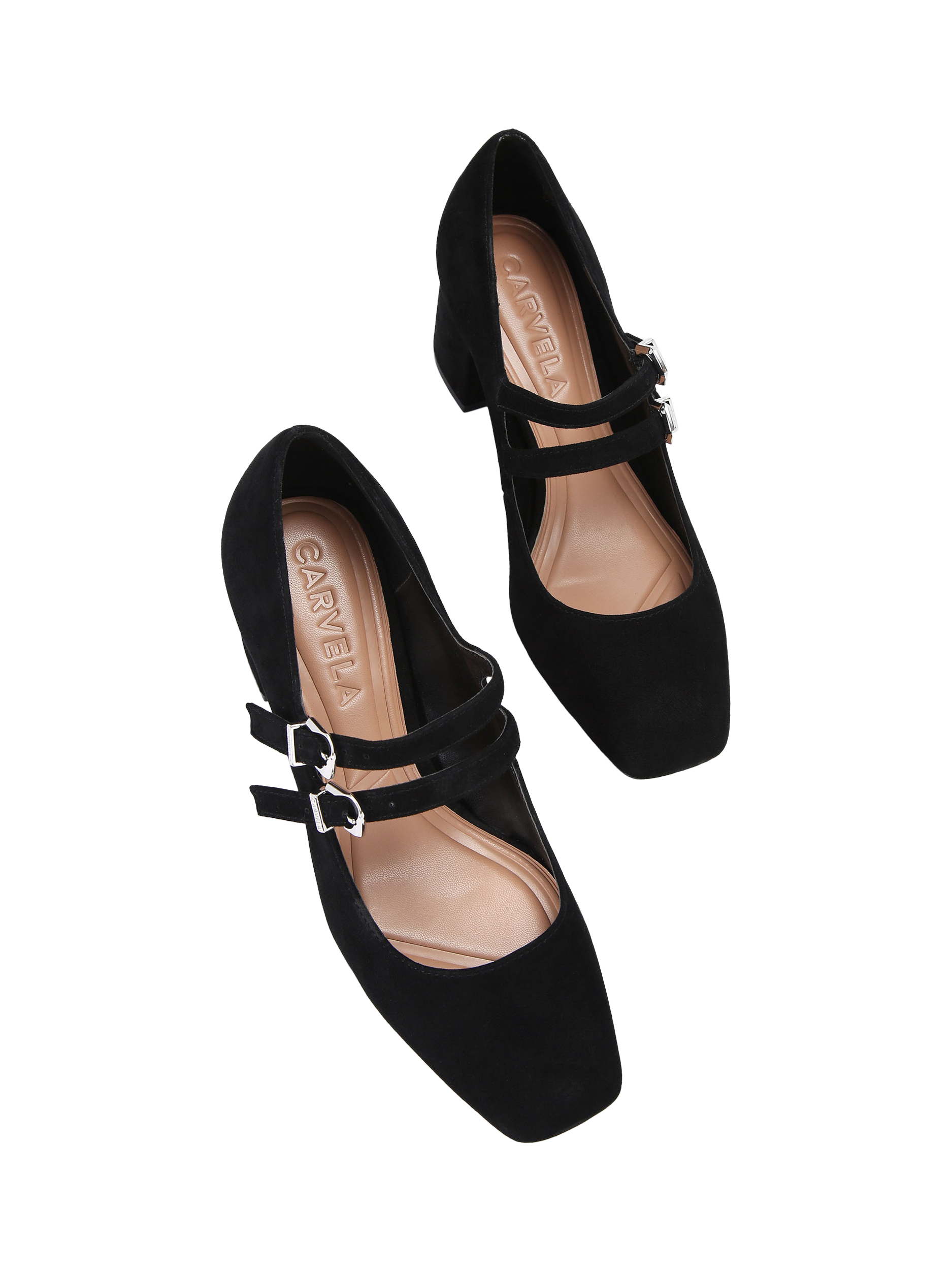 Product image 3 of 5, which shows Carvela Harper Suede Court Shoes, Black, 3