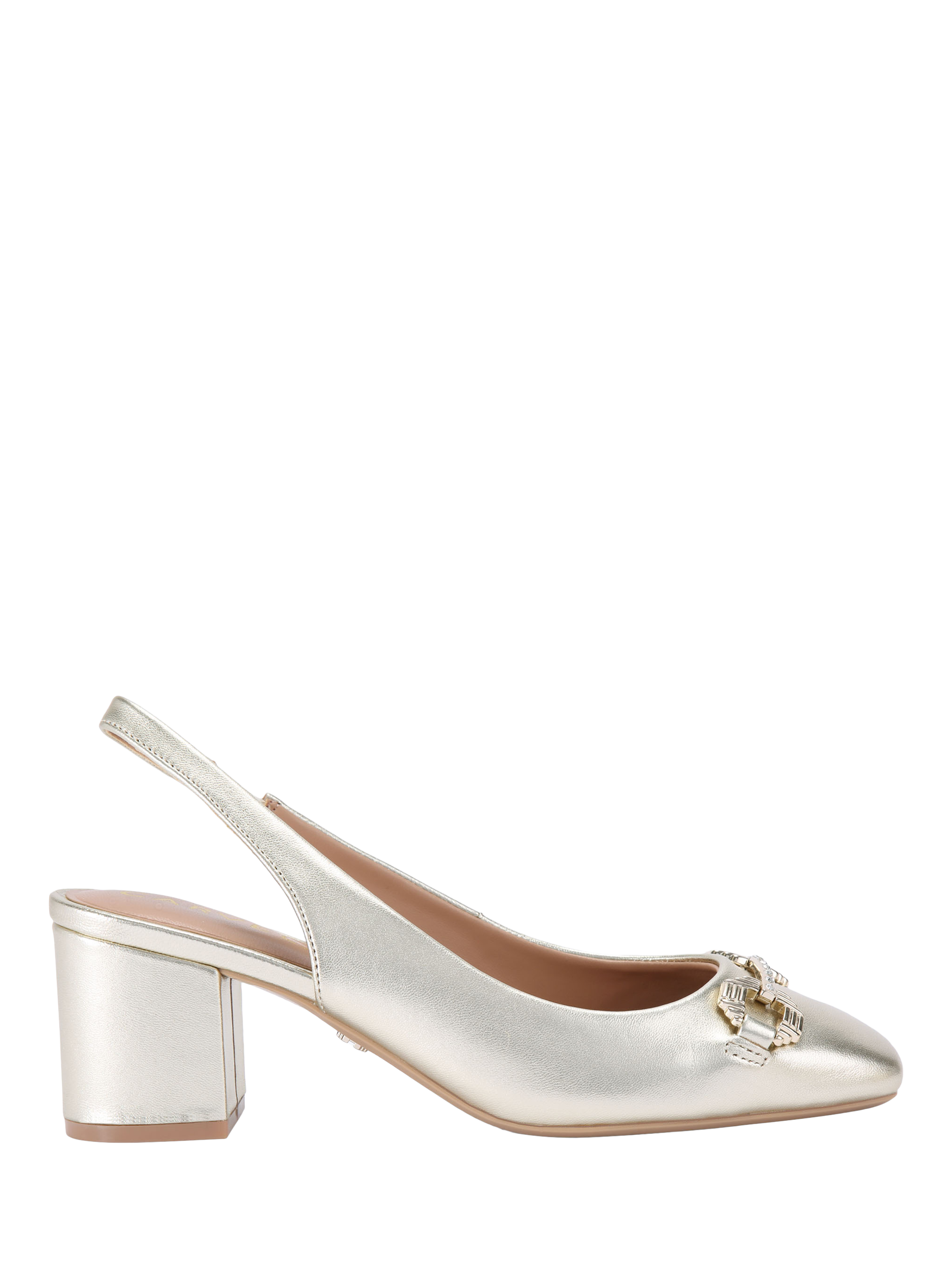 Carvela Poise 2 Metallic Squared Toe Slingback Courts, Gold