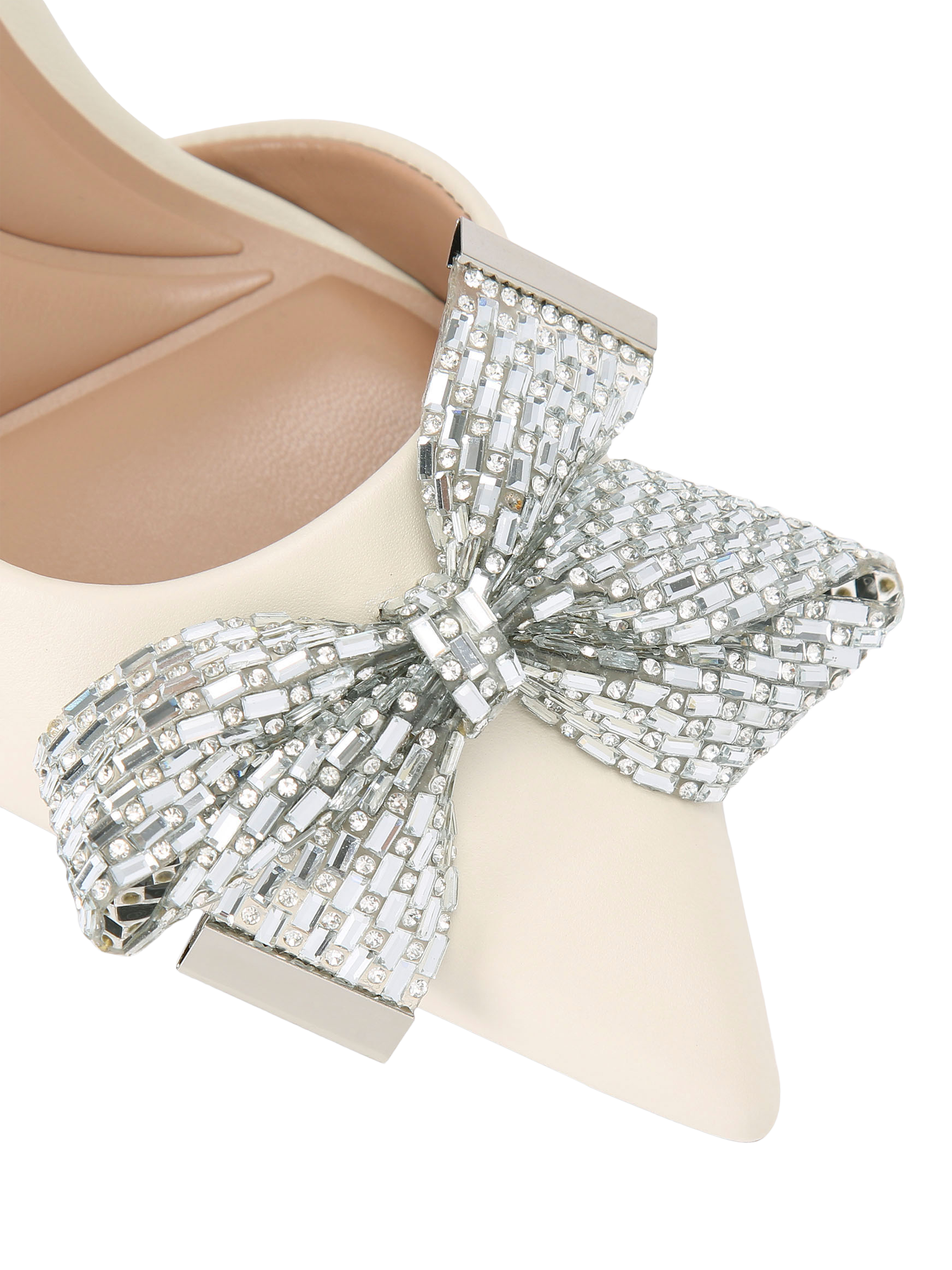 Product image 5 of 5, which shows Carvela Regal Bow Leather Slingback Heel Sandals, Natural Putty, 3