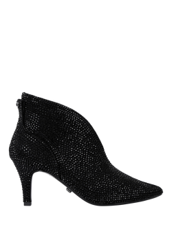 Carvela Flute Microsuede Embellished Shoes Boots, Black, Black Multi Black