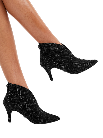 Carvela Flute Microsuede Embellished Shoes Boots, Black - view 2, Black Multi Black