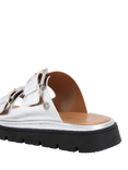 Carvela Pavilion Metallic Leather Double Buckle Strap Sandals, Silver