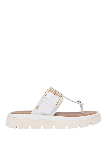 Carvela Pavilion Leather T-Bar Sandals, White, White