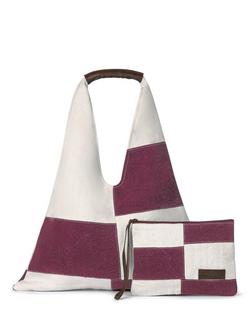 Seaspray Patchwork Beach Bag and Purse Set, Terracotta/White