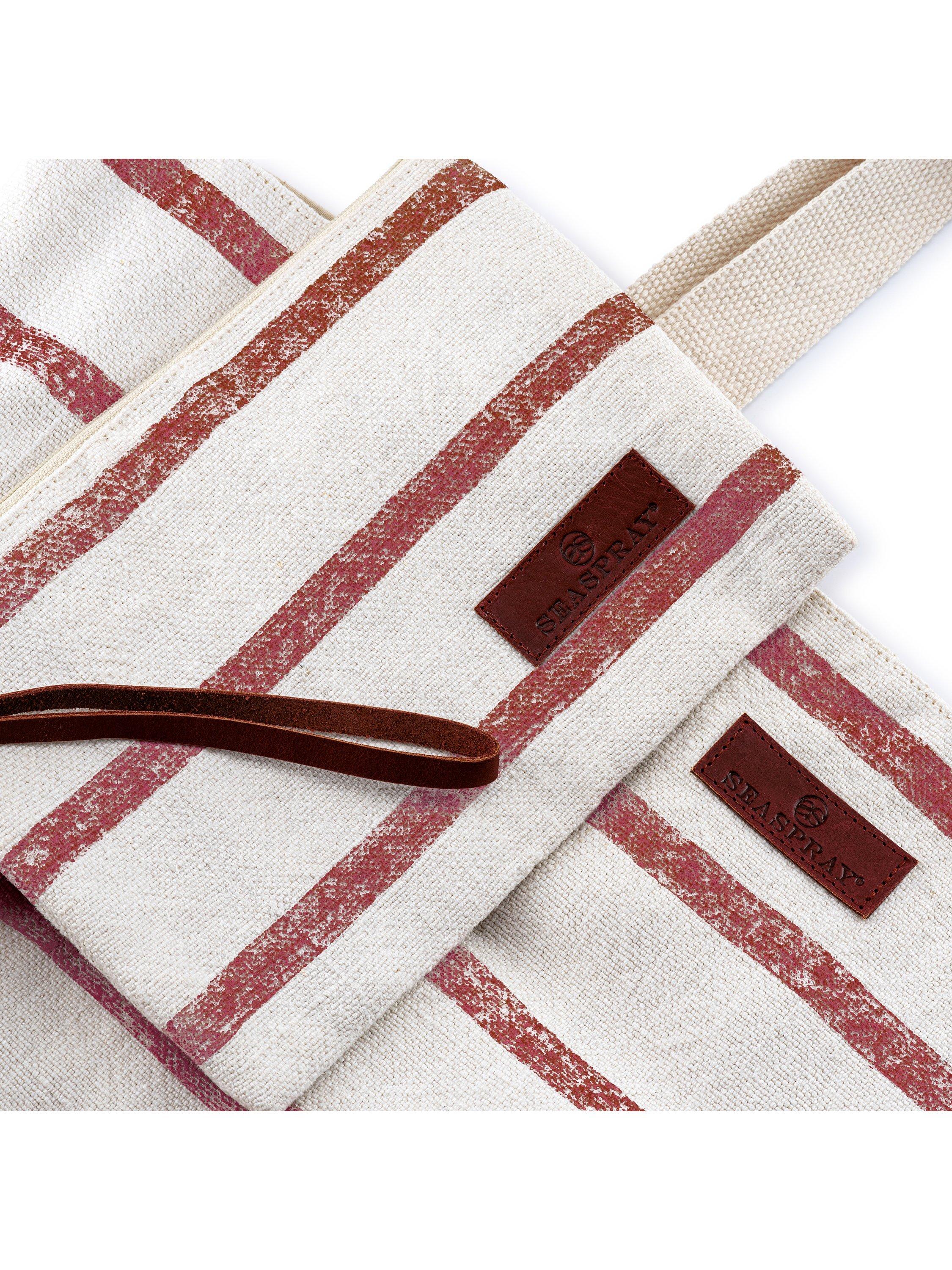 Product image 3 of 3, which shows Seaspray Jumbie Stripe Beach Bag and Purse Set, Terracotta/White, One Size