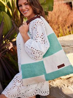Seaspray Patchwork Beach Bag and Purse Set - view 2, Aqua/Natural White