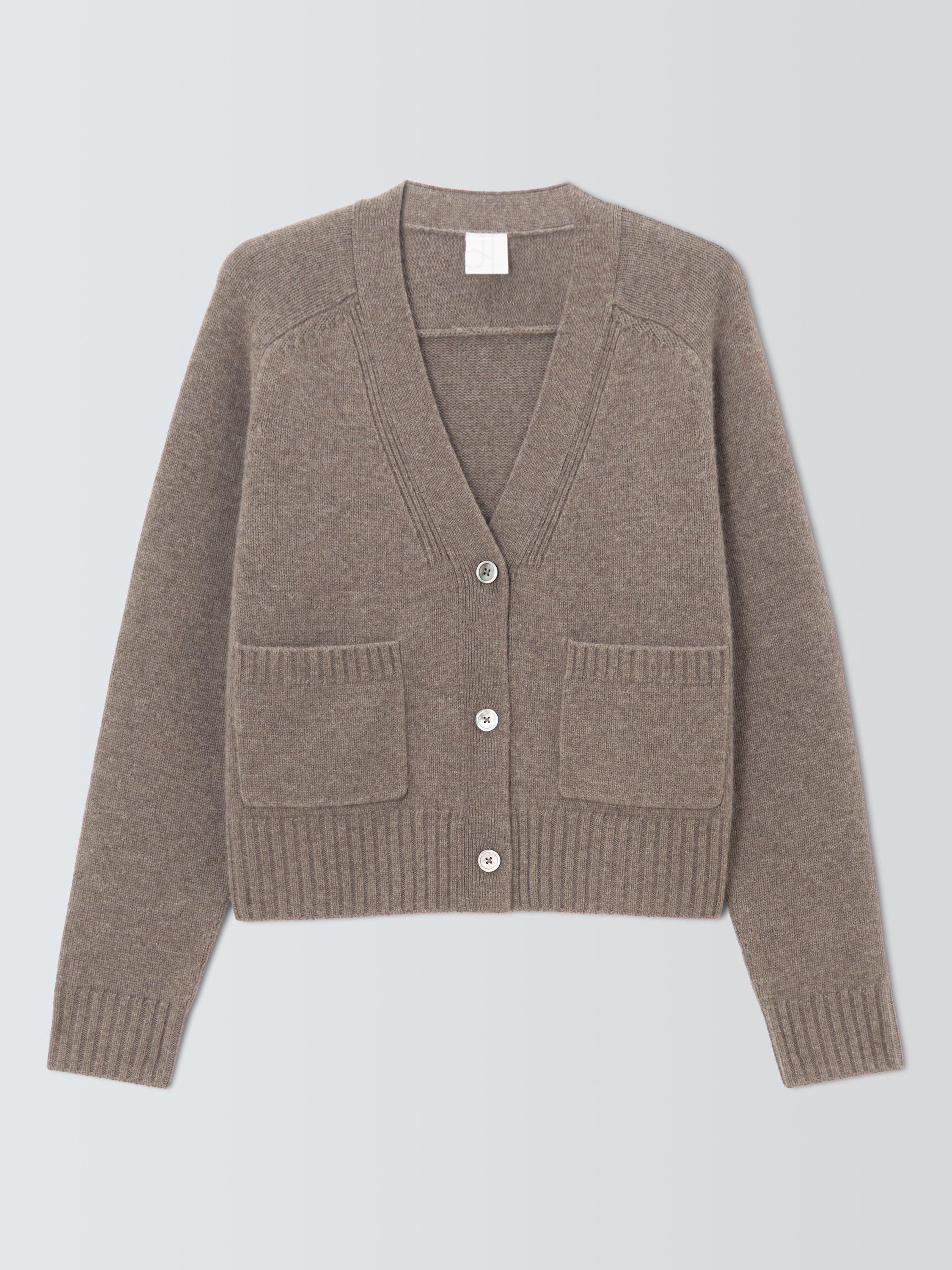 Product image 4 of 6, which shows John Lewis Wool Blend V-Neck Cardigan, Taupe, XS