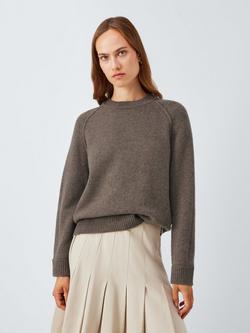 John Lewis Merino Wool Rich Crew Neck Jumper, Taupe