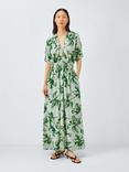 John Lewis Danique Cotton Blend Floral Maxi Tea Dress, Green