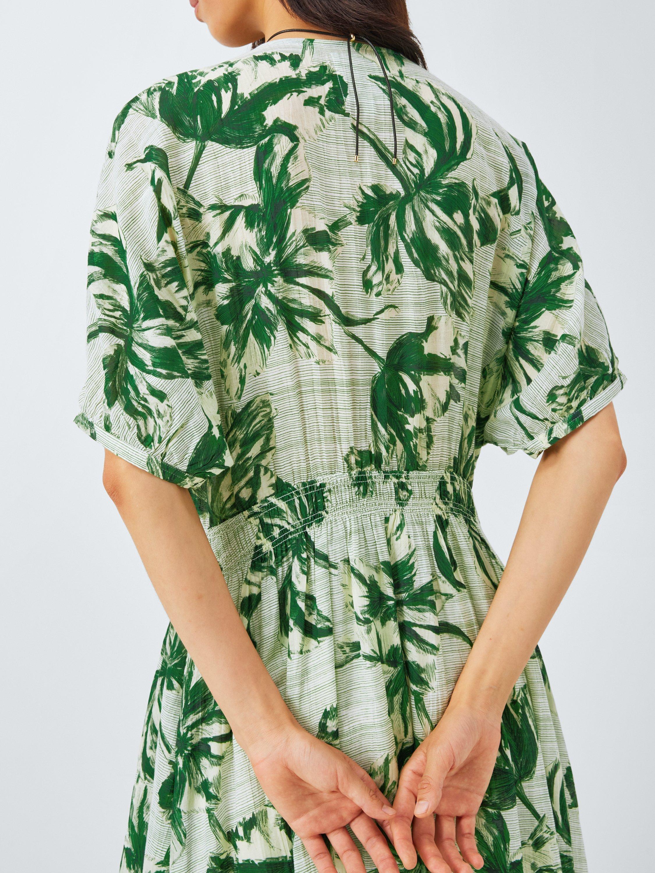 Product image 6 of 6, which shows John Lewis Danique Cotton Blend Floral Maxi Tea Dress, Green, 8