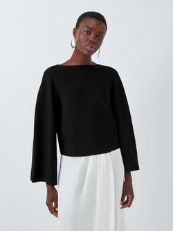 John Lewis Editions Exaggerated Sleeve Top, Black, Black