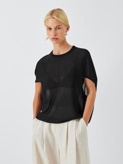 John Lewis Circular Knit Top, Black, Black