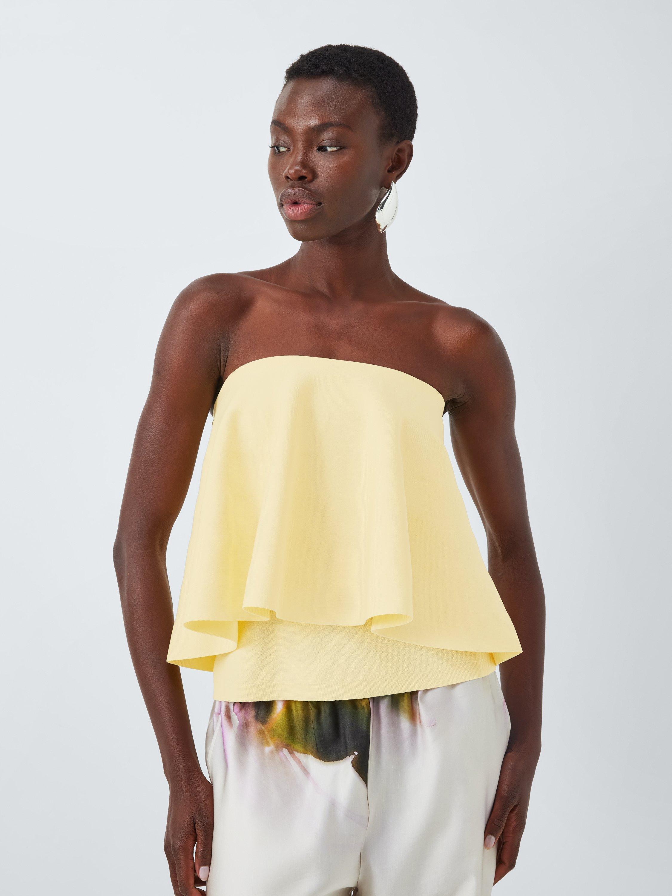 Product image 1 of 6, which shows John Lewis Editions Ruffle Bandeau Knit Top, Yellow, 6
