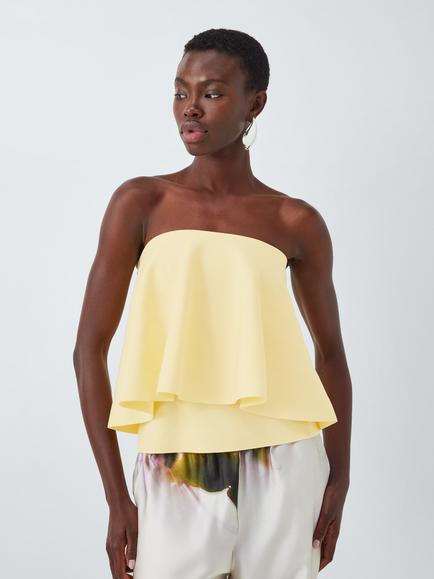 John Lewis Editions Ruffle Bandeau Knit Top, Yellow, Yellow