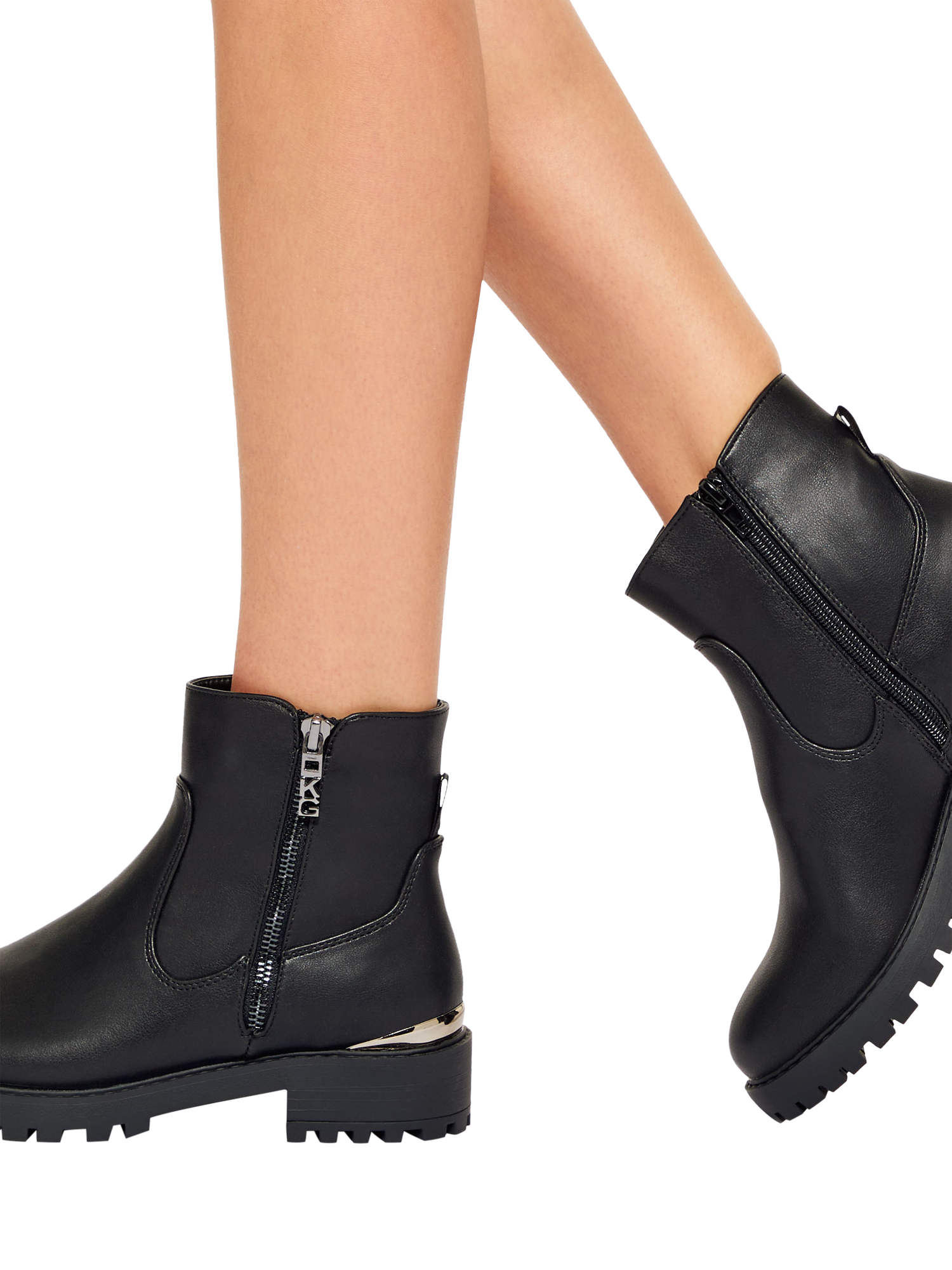 Product image 2 of 5, which shows KG Kurt Geiger Tahira Vegan Ankle Boots, Black, 3