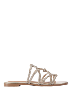 KG Kurt Geiger Perla Embellished Straps Footbed Sandals, Gold, Gold