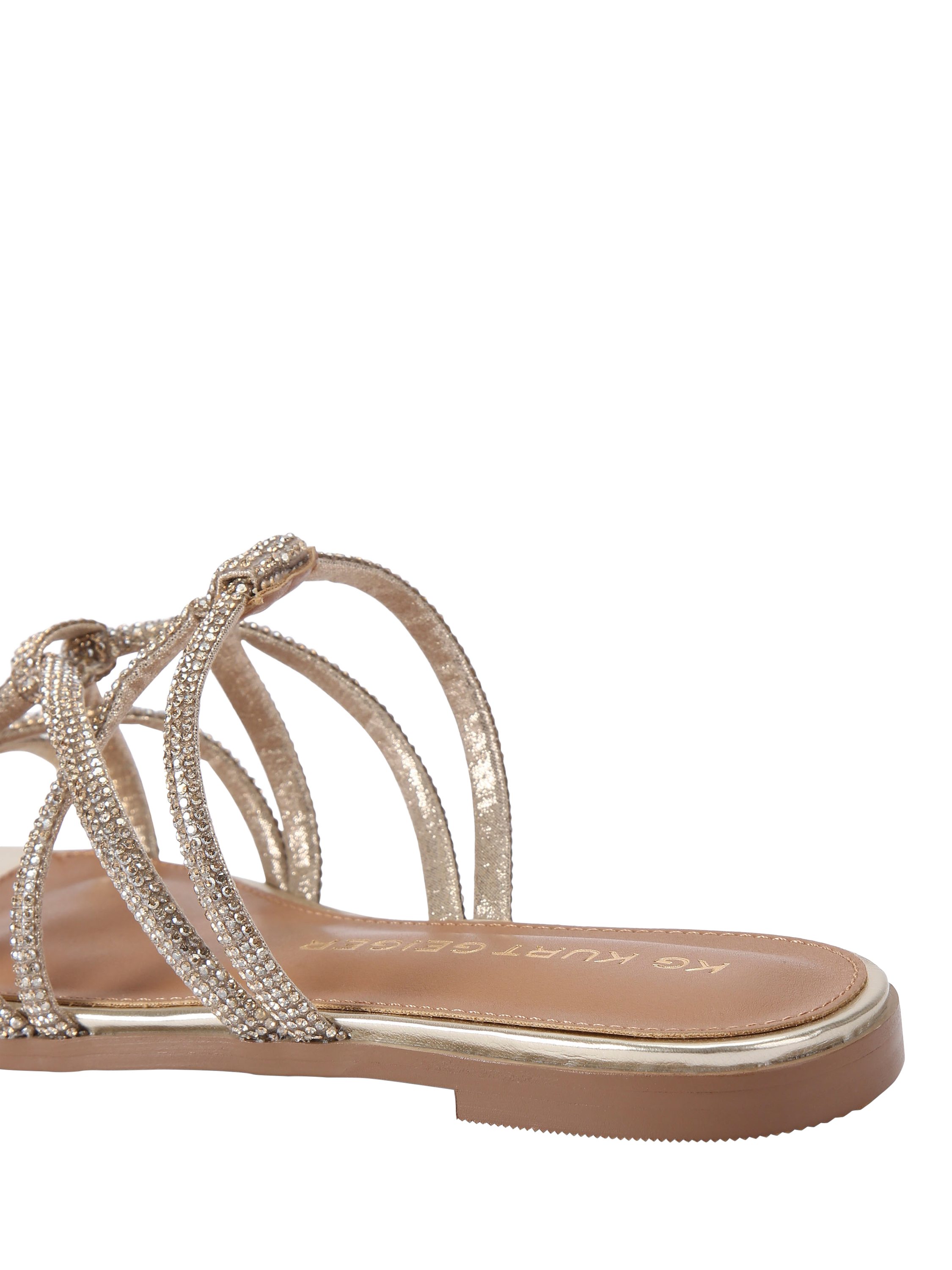 Product image 4 of 5, which shows KG Kurt Geiger Perla Embellished Straps Footbed Sandals, Gold, 3