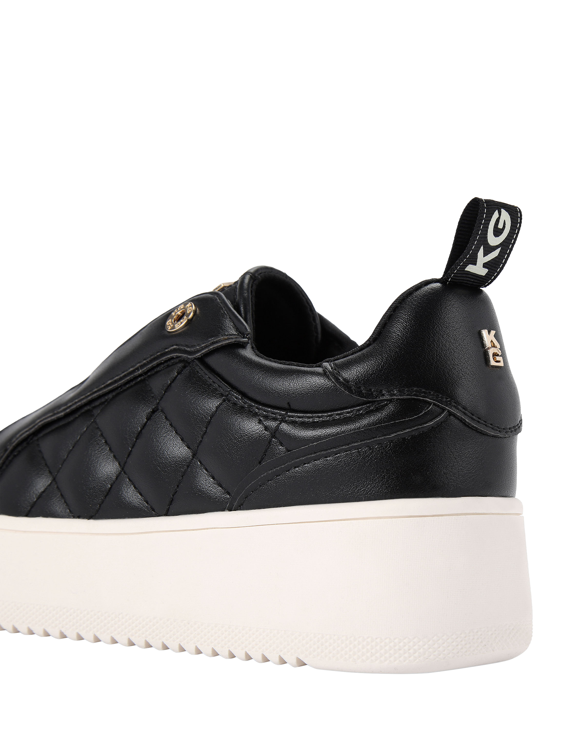 Product image 3 of 4, which shows KG Kurt Geiger Lighter Laceless Quilted Chunky Trainers, Black, 3