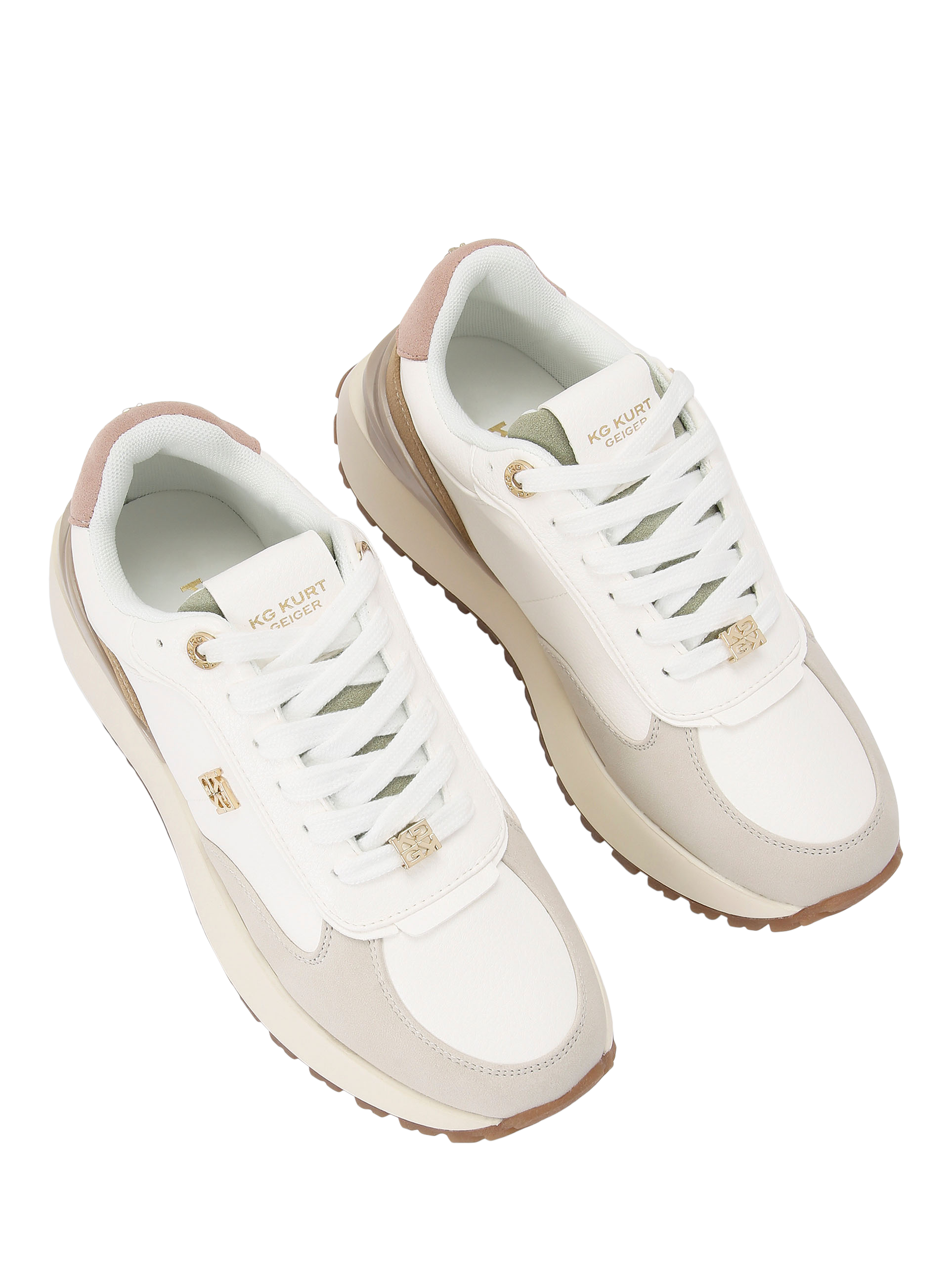 Product image 3 of 5, which shows KG Kurt Geiger Louisa2 Lace Up Trainers, White Multi White, 3