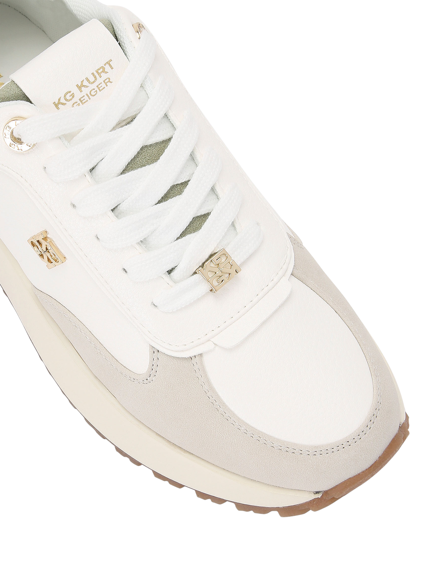 Product image 5 of 5, which shows KG Kurt Geiger Louisa2 Lace Up Trainers, White Multi White, 3