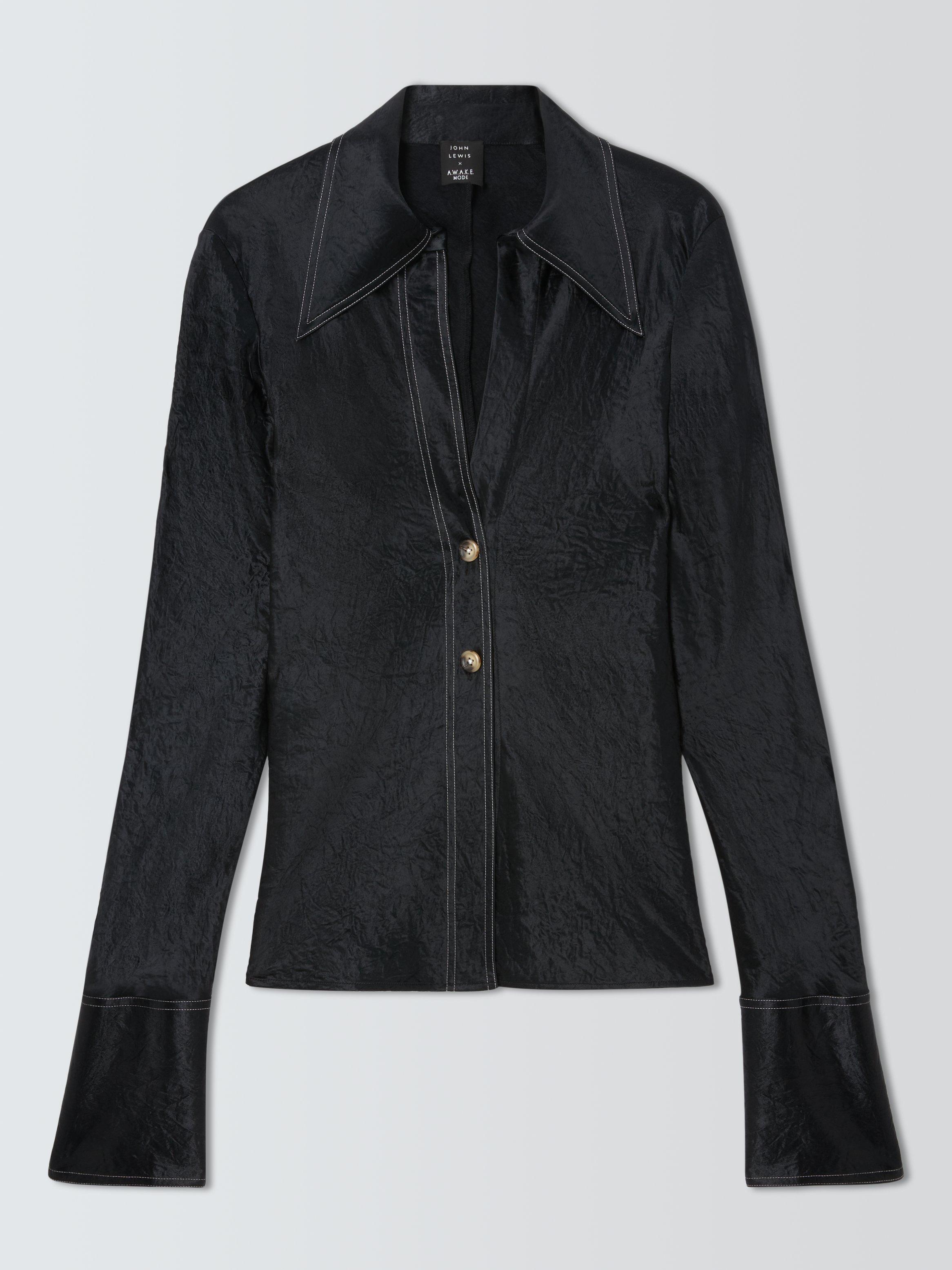 Product image 4 of 7, which shows John Lewis x A.W.A.K.E. MODE Contrast Stitch Shirt, Black, 6