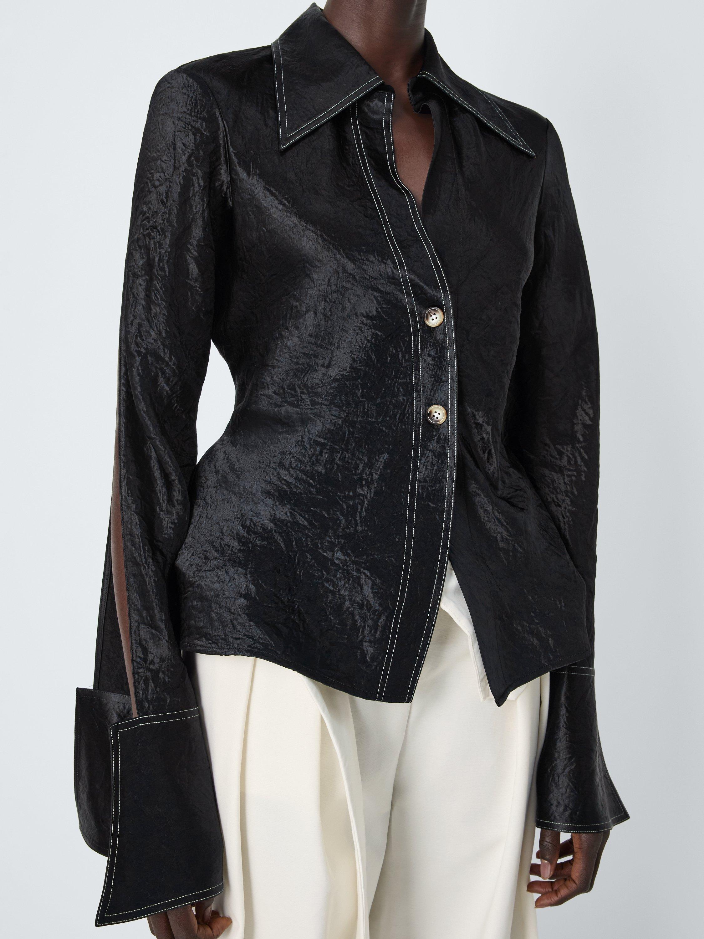 Product image 5 of 7, which shows John Lewis x A.W.A.K.E. MODE Contrast Stitch Shirt, Black, 6
