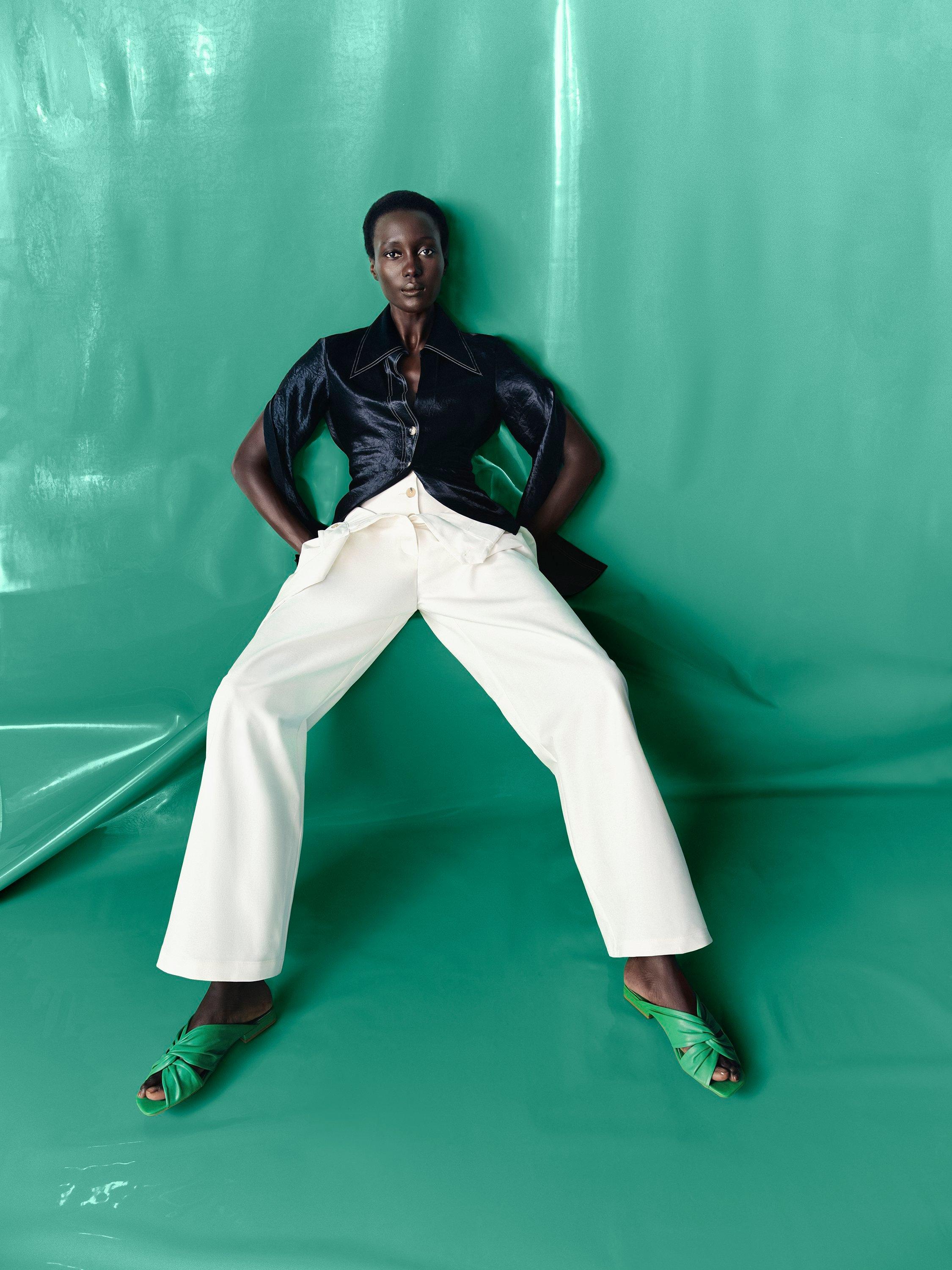 Product image 7 of 7, which shows John Lewis x A.W.A.K.E. MODE Contrast Stitch Shirt, Black, 6