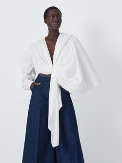 John Lewis x A.W.A.K.E. MODE Cotton Poplin Twist Front Shirt, White, White