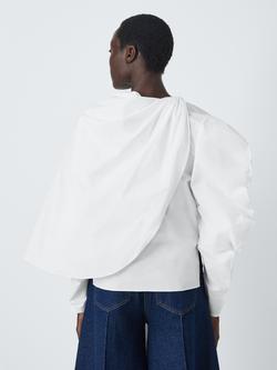 John Lewis x A.W.A.K.E. MODE Cotton Poplin Twist Front Shirt, White - view 2, White
