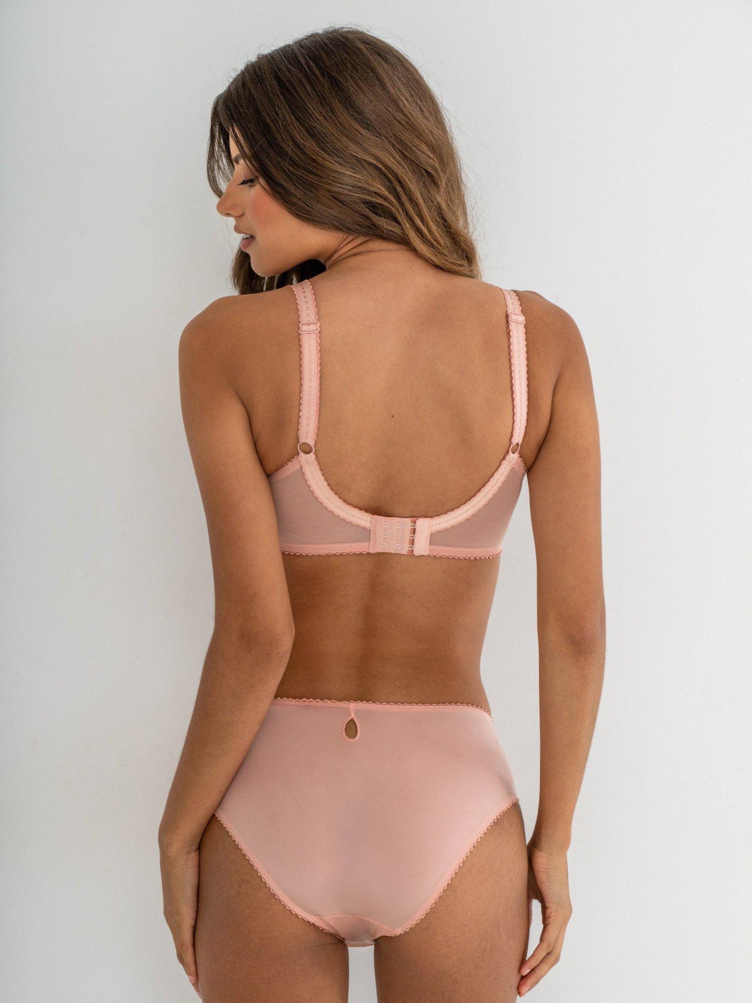 Product image 4 of 6, which shows Pour Moi Sofia Embroidered Lace Bikini Knickers, Soft Pink/Mulberry, 8