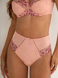 Pour Moi Sofia Embroidered Lace High Waist Knickers, Soft Pink/Mulberry