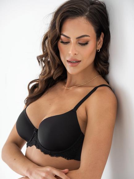 Pour Moi Fleur Padded Underwired Balconette Bra, Black, Black
