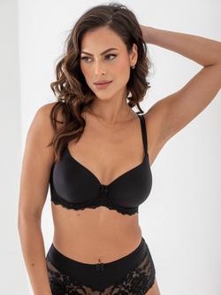 Pour Moi Fleur Padded Underwired Balconette Bra, Black - view 2, Black