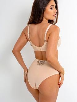 Pour Moi Sofia Embroidered Lace High Waist Knickers - view 2, Latte